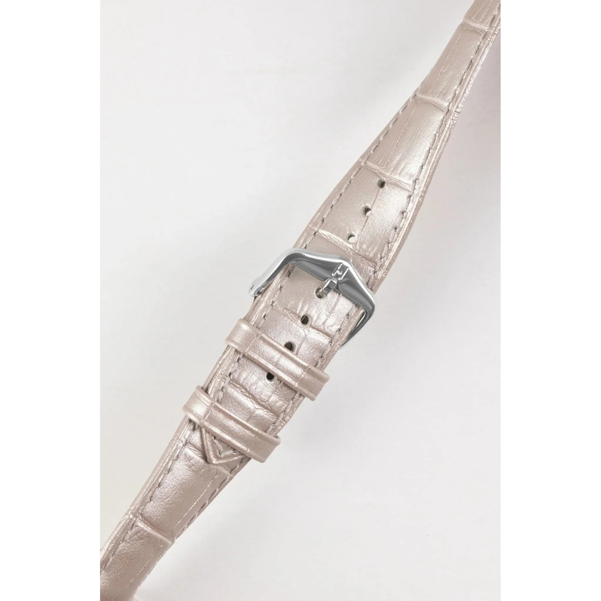 Silver Metalic HIRSCH DUKE Alligator Embossed Calfskin Watch Strap 010 28