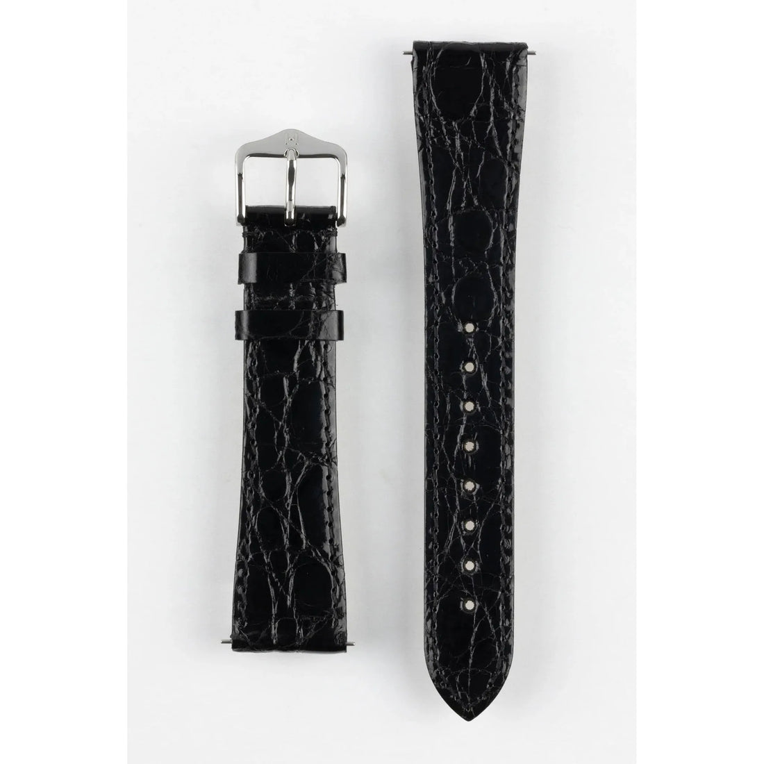 Black Ladies HIRSCH GENUINE CROCO Shiny Watch Strap 1890 08