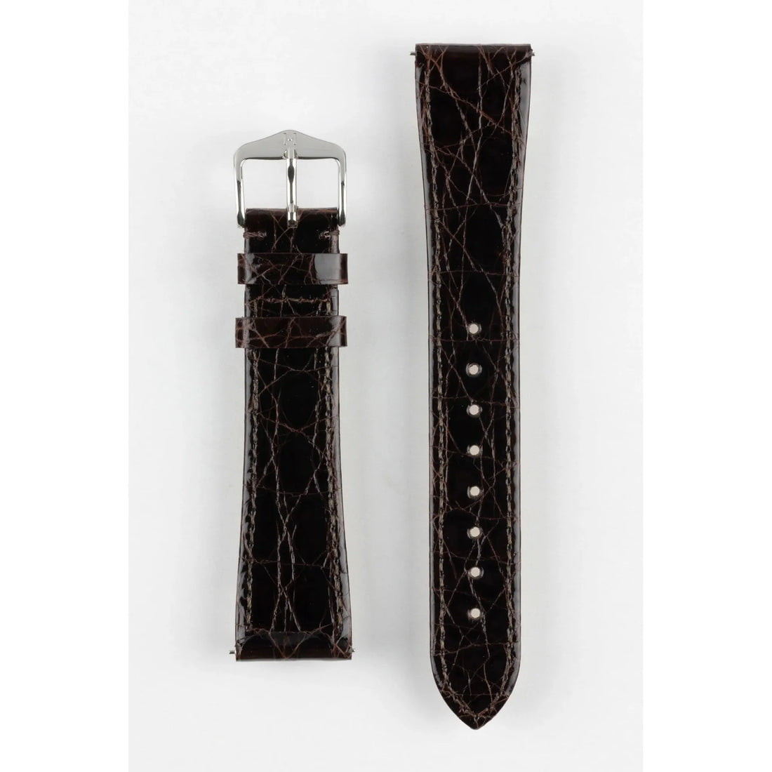 Brown Ladies HIRSCH GENUINE CROCO Shiny Watch Strap 1890 08