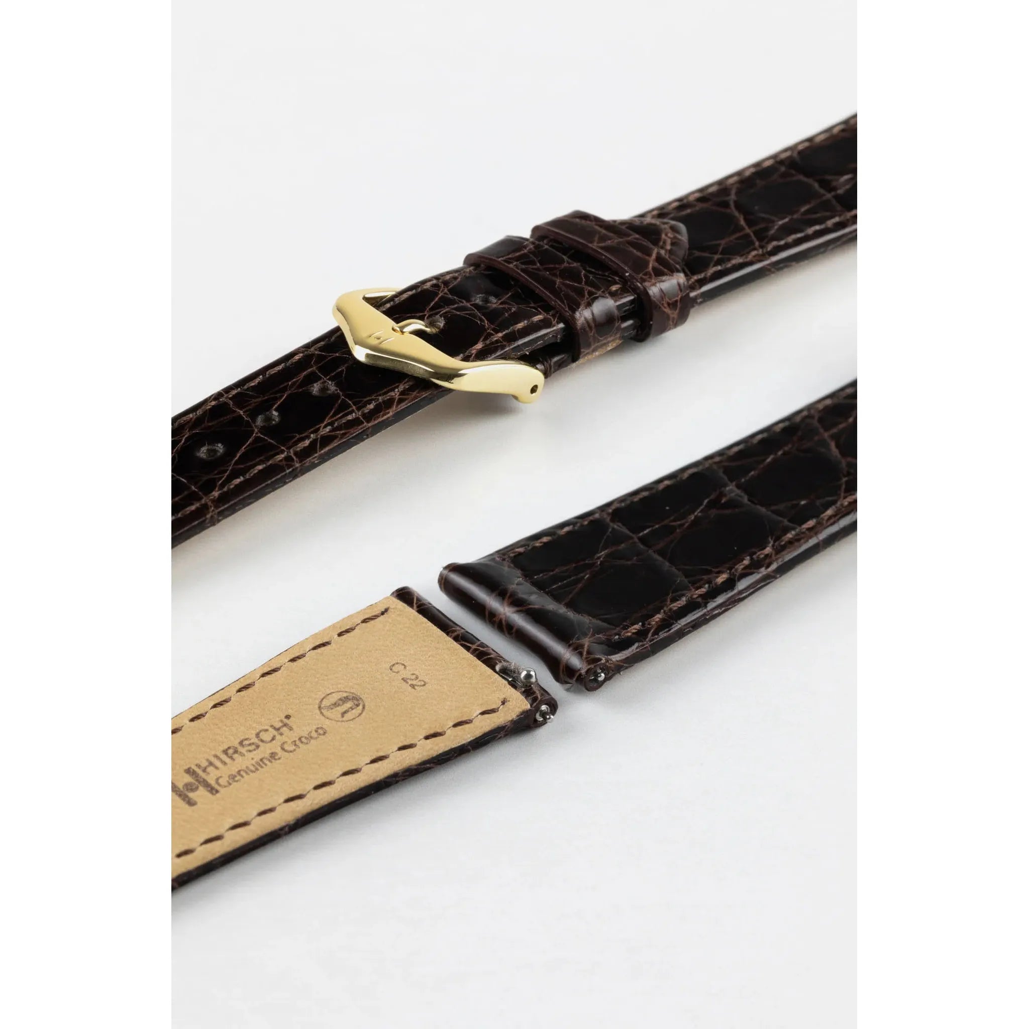 Brown Ladies HIRSCH GENUINE CROCO Shiny Watch Strap 1890 08