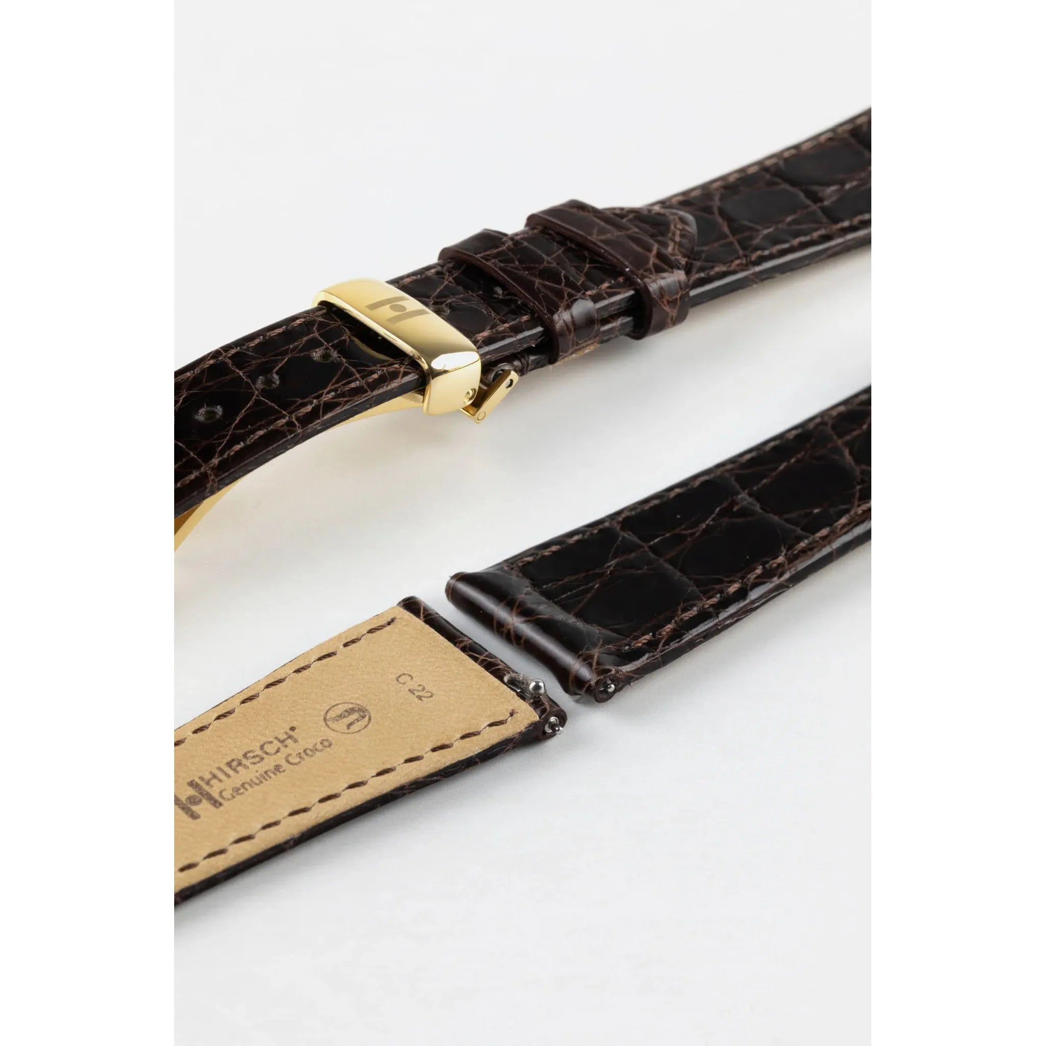 Brown Ladies HIRSCH GENUINE CROCO Shiny Watch Strap 1890 08