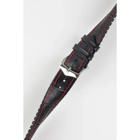 Black &amp; Red HIRSCH GEORGE Performance Alligator Embossed Calfskin Watch Band 092 51 28