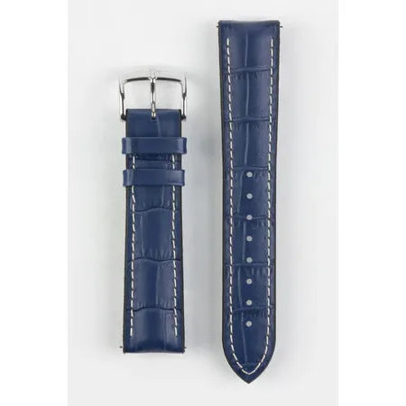 Blue HIRSCH GEORGE Performance Alligator Embossed Calfskin Watch Band 092 51 28