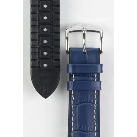 Blue HIRSCH GEORGE Performance Alligator Embossed Calfskin Watch Band 092 51 28