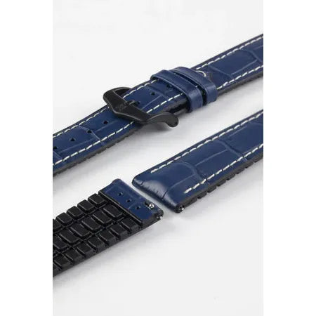 Blue HIRSCH GEORGE Performance Alligator Embossed Calfskin Watch Band 092 51 28