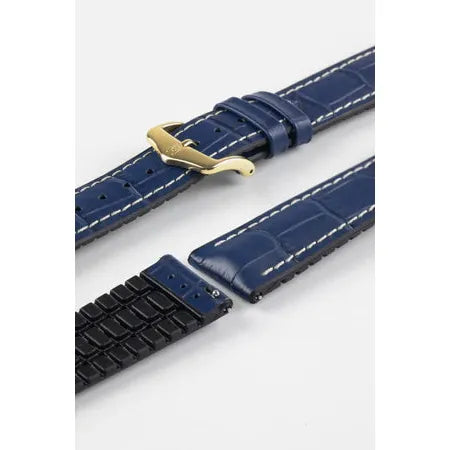 Blue HIRSCH GEORGE Performance Alligator Embossed Calfskin Watch Band 092 51 28