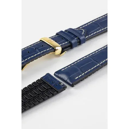 Blue HIRSCH GEORGE Performance Alligator Embossed Calfskin Watch Band 092 51 28