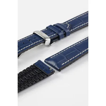 Blue HIRSCH GEORGE Performance Alligator Embossed Calfskin Watch Band 092 51 28