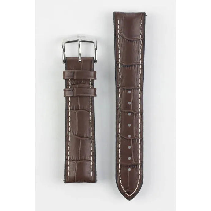 Brown HIRSCH GEORGE Performance Alligator Embossed Calfskin Watch Band 092 51 28