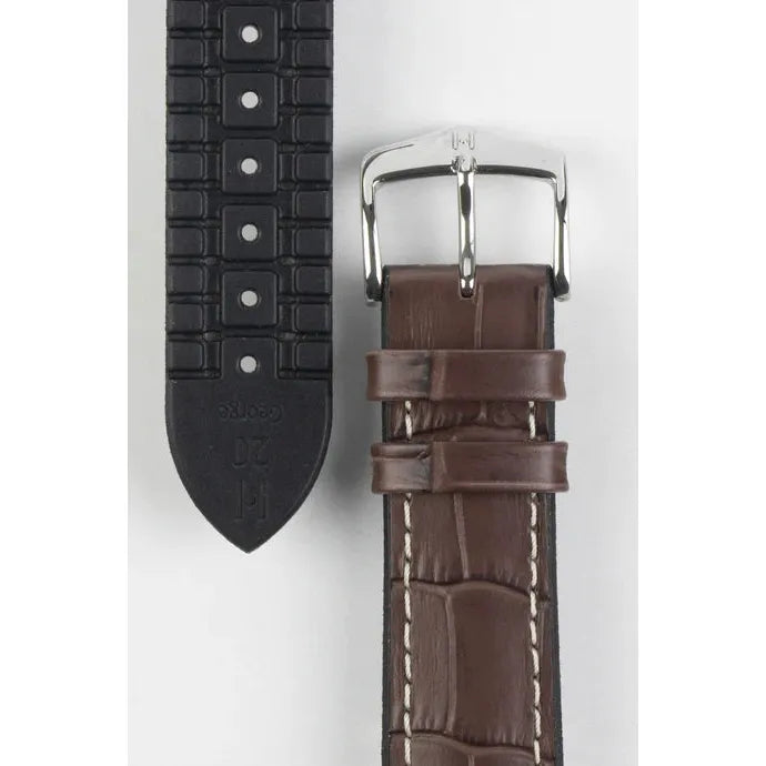 Brown HIRSCH GEORGE Performance Alligator Embossed Calfskin Watch Band 092 51 28