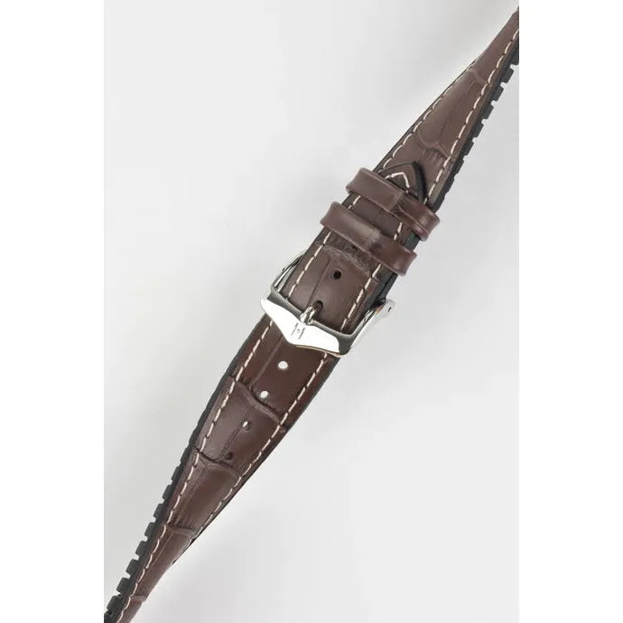 Brown HIRSCH GEORGE Performance Alligator Embossed Calfskin Watch Band 092 51 28