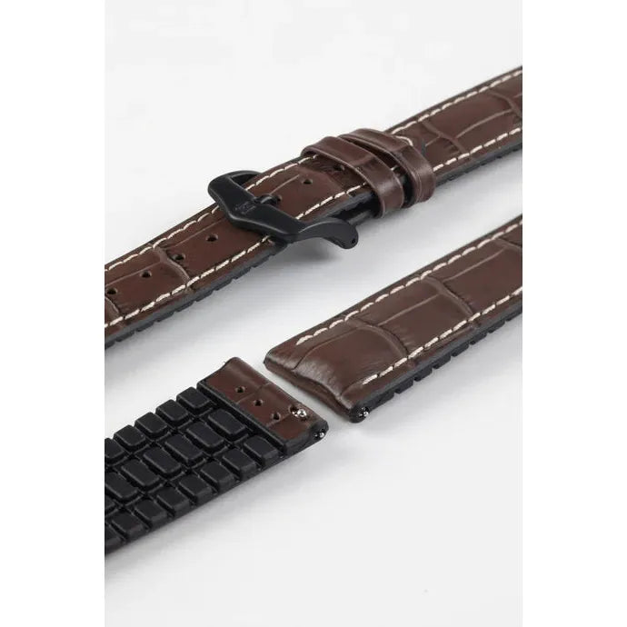 Brown HIRSCH GEORGE Performance Alligator Embossed Calfskin Watch Band 092 51 28