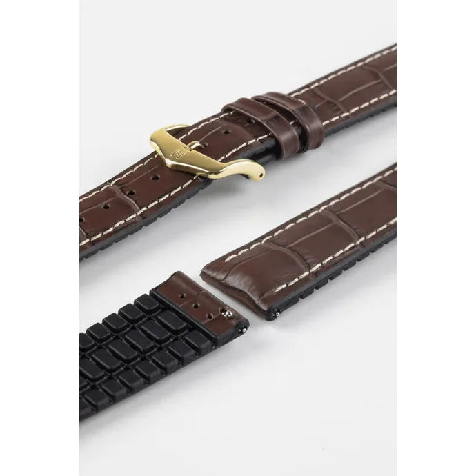 Brown HIRSCH GEORGE Performance Alligator Embossed Calfskin Watch Band 092 51 28