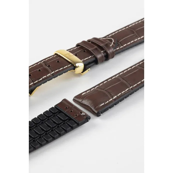 Brown HIRSCH GEORGE Performance Alligator Embossed Calfskin Watch Band 092 51 28