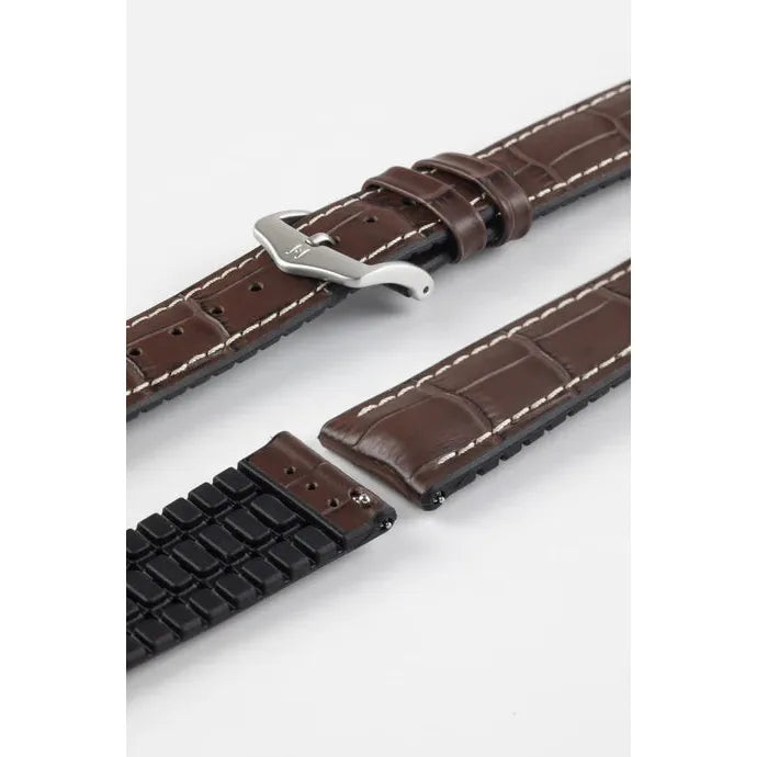 Brown HIRSCH GEORGE Performance Alligator Embossed Calfskin Watch Band 092 51 28