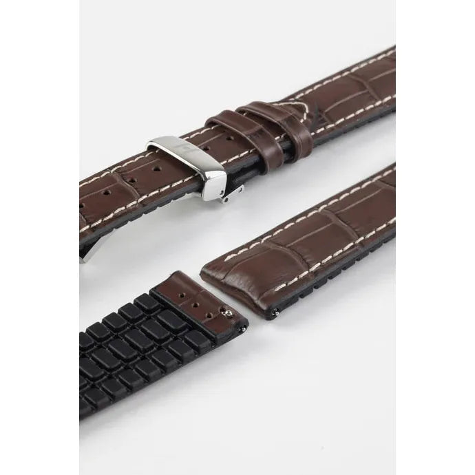 Brown HIRSCH GEORGE Performance Alligator Embossed Calfskin Watch Band 092 51 28