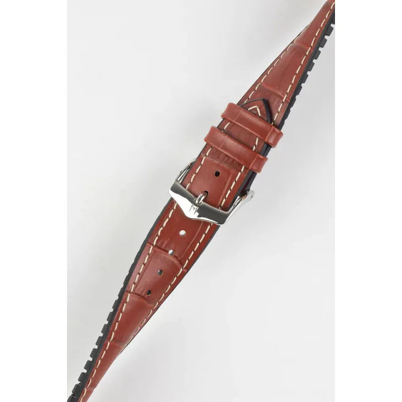 Gold Brown HIRSCH GEORGE Performance Alligator Embossed Calfskin Watch Band 092 51 28