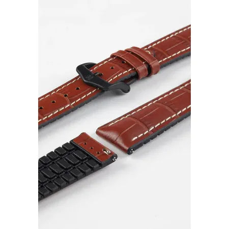 Gold Brown HIRSCH GEORGE Performance Alligator Embossed Calfskin Watch Band 092 51 28