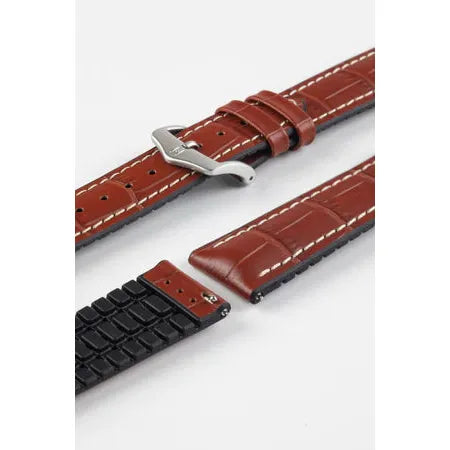 Gold Brown HIRSCH GEORGE Performance Alligator Embossed Calfskin Watch Band 092 51 28