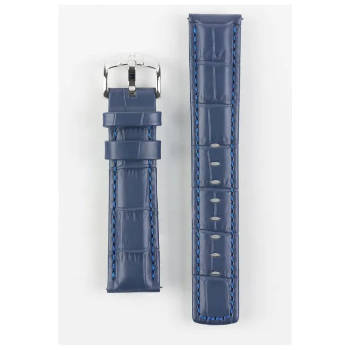 Blue HIRSCH GRAND DUKE Alligator Embossed, Water Resistant Calfskin Watchband 025 28