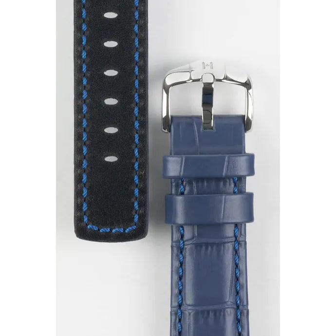 Blue HIRSCH GRAND DUKE Alligator Embossed, Water Resistant Calfskin Watchband 025 28