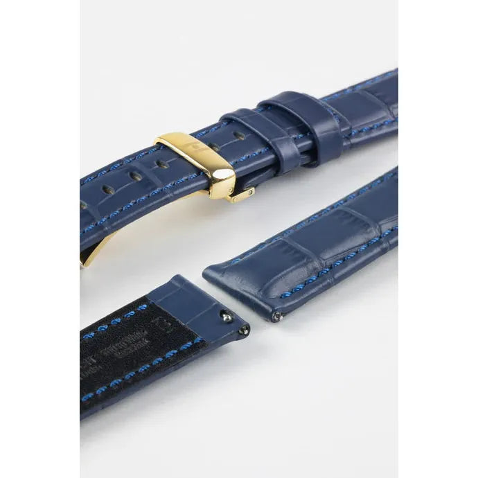 Blue HIRSCH GRAND DUKE Alligator Embossed, Water Resistant Calfskin Watchband 025 28