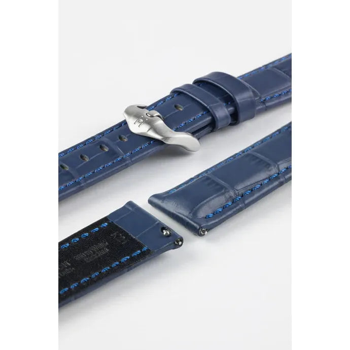 Blue HIRSCH GRAND DUKE Alligator Embossed, Water Resistant Calfskin Watchband 025 28