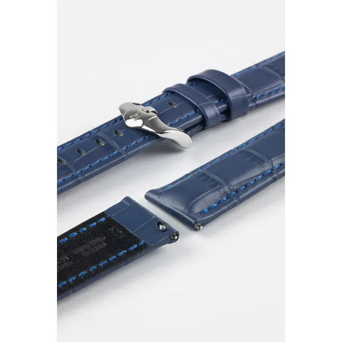 Blue HIRSCH GRAND DUKE Alligator Embossed, Water Resistant Calfskin Watchband 025 28