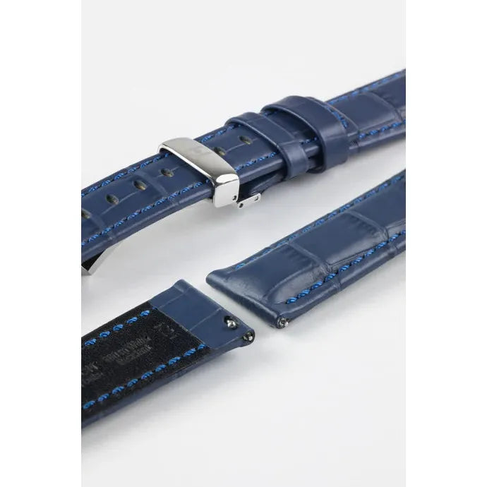 Blue HIRSCH GRAND DUKE Alligator Embossed, Water Resistant Calfskin Watchband 025 28