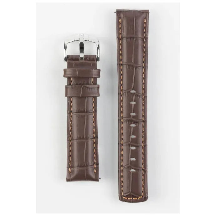 Brown HIRSCH GRAND DUKE Alligator Embossed, Water Resistant Calfskin Watchband 025 28