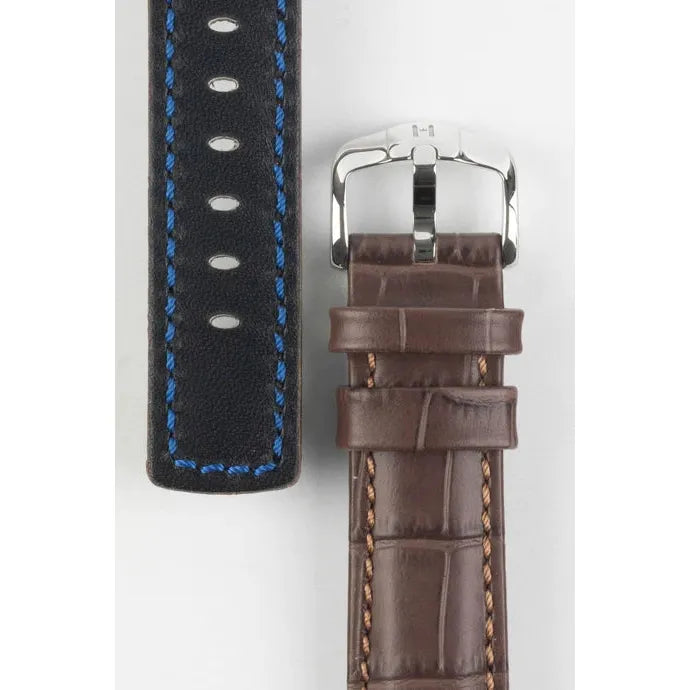 Brown HIRSCH GRAND DUKE Alligator Embossed, Water Resistant Calfskin Watchband 025 28