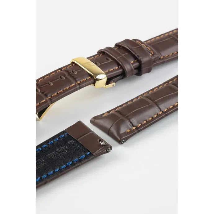 Brown HIRSCH GRAND DUKE Alligator Embossed, Water Resistant Calfskin Watchband 025 28