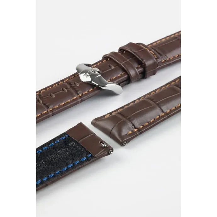 Brown HIRSCH GRAND DUKE Alligator Embossed, Water Resistant Calfskin Watchband 025 28