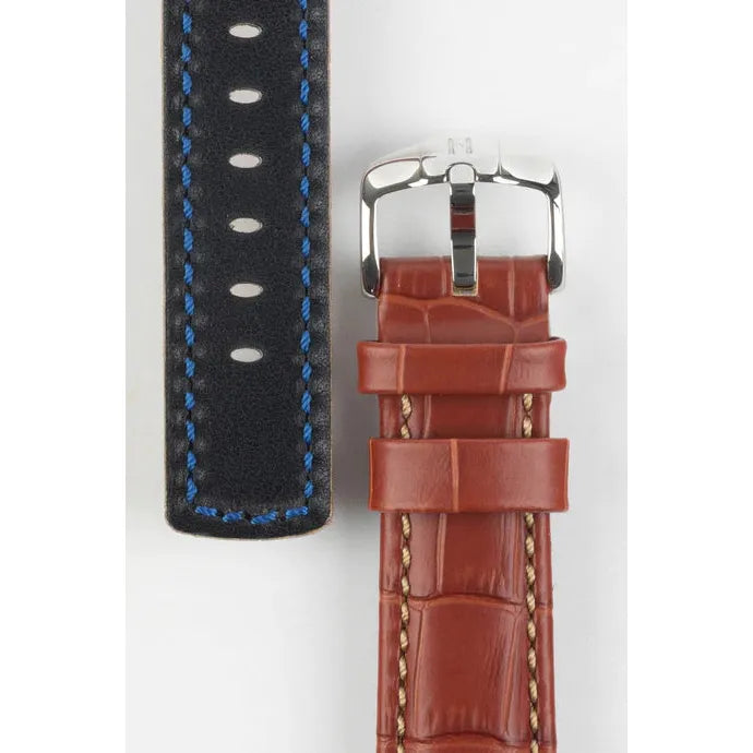 Gold Brown HIRSCH GRAND DUKE Alligator Embossed, Water Resistant Calfskin Watchband 025 28