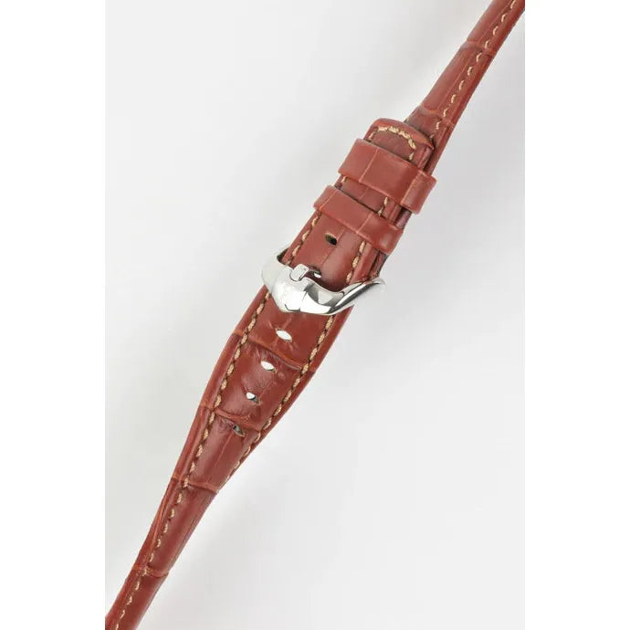 Gold Brown HIRSCH GRAND DUKE Alligator Embossed, Water Resistant Calfskin Watchband 025 28