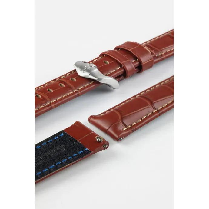 Gold Brown HIRSCH GRAND DUKE Alligator Embossed, Water Resistant Calfskin Watchband 025 28