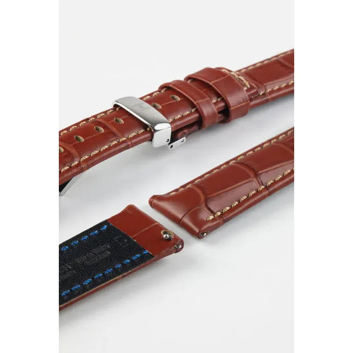 Gold Brown HIRSCH GRAND DUKE Alligator Embossed, Water Resistant Calfskin Watchband 025 28