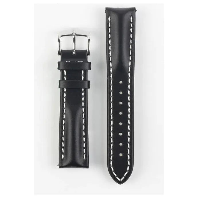 Black HIRSCH HEAVY CALF Water &amp; Scratch Resistant Calfskin Watch Band 014 75