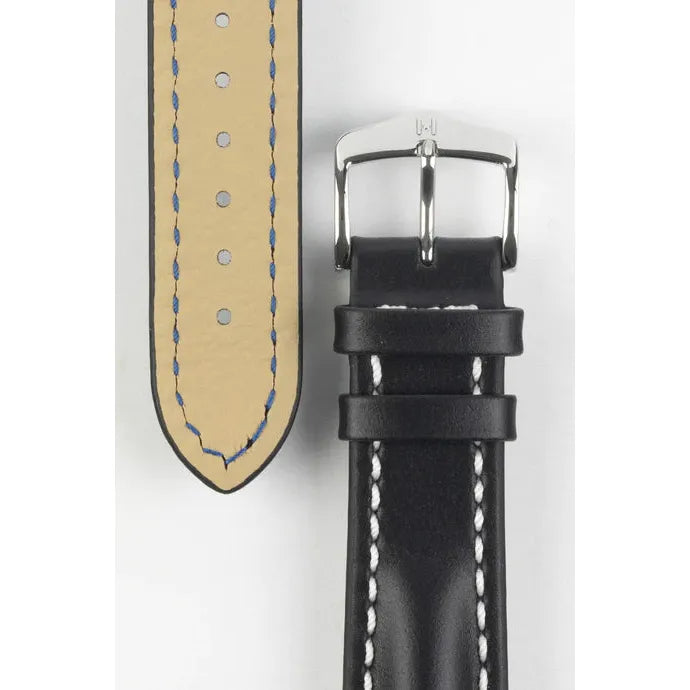 Black HIRSCH HEAVY CALF Water &amp; Scratch Resistant Calfskin Watch Band 014 75