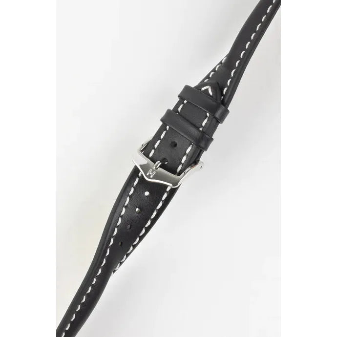 Black HIRSCH HEAVY CALF Water &amp; Scratch Resistant Calfskin Watch Band 014 75