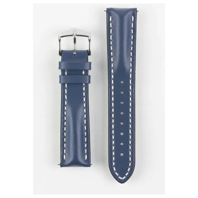 Blue HIRSCH HEAVY CALF Water &amp; Scratch Resistant Calfskin Watch Band 014 75