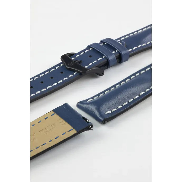 Blue HIRSCH HEAVY CALF Water &amp; Scratch Resistant Calfskin Watch Band 014 75