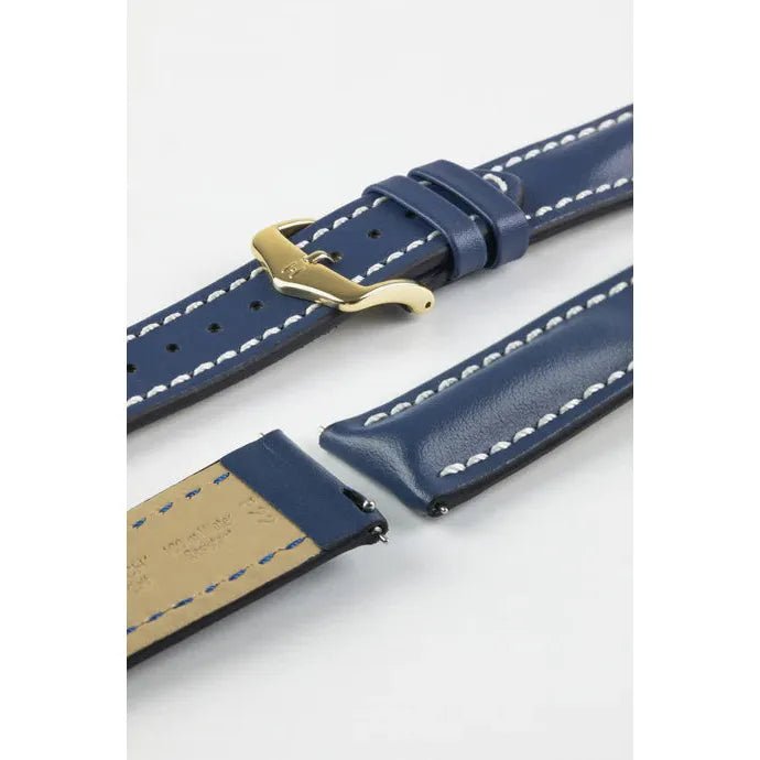 Blue HIRSCH HEAVY CALF Water &amp; Scratch Resistant Calfskin Watch Band 014 75