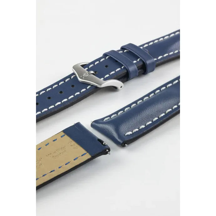 Blue HIRSCH HEAVY CALF Water &amp; Scratch Resistant Calfskin Watch Band 014 75