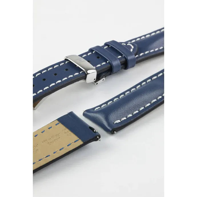 Blue HIRSCH HEAVY CALF Water &amp; Scratch Resistant Calfskin Watch Band 014 75