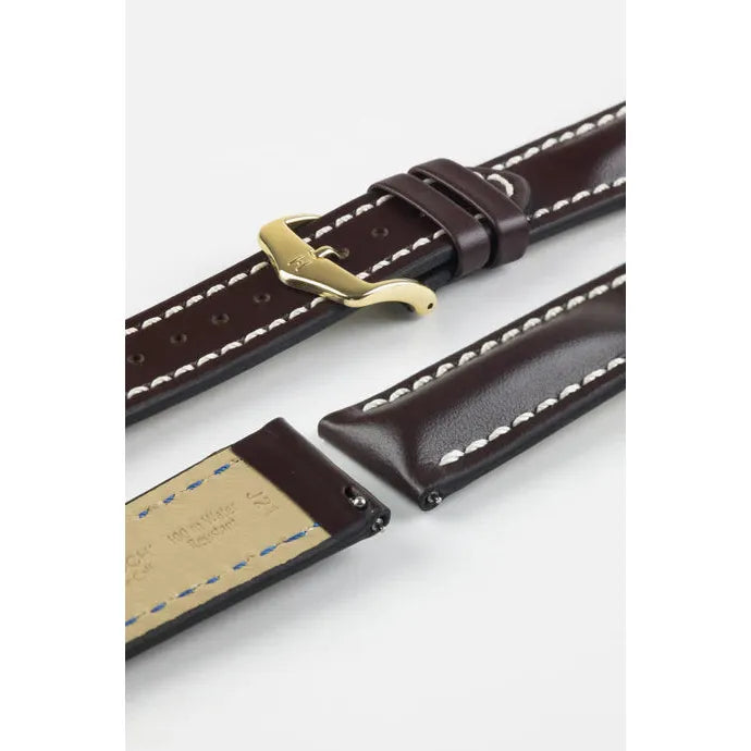 Brown HIRSCH HEAVY CALF Water &amp; Scratch Resistant Calfskin Watch Band 014 75