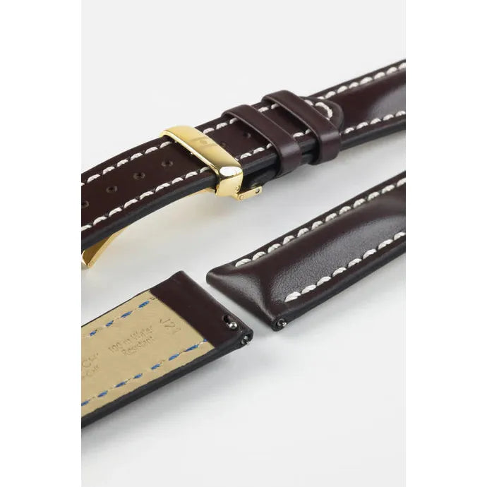 Brown HIRSCH HEAVY CALF Water &amp; Scratch Resistant Calfskin Watch Band 014 75