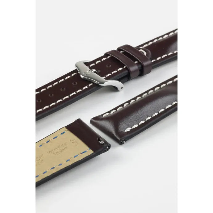 Brown HIRSCH HEAVY CALF Water &amp; Scratch Resistant Calfskin Watch Band 014 75