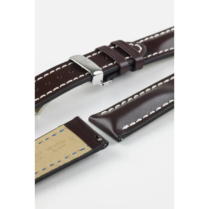 Brown HIRSCH HEAVY CALF Water &amp; Scratch Resistant Calfskin Watch Band 014 75