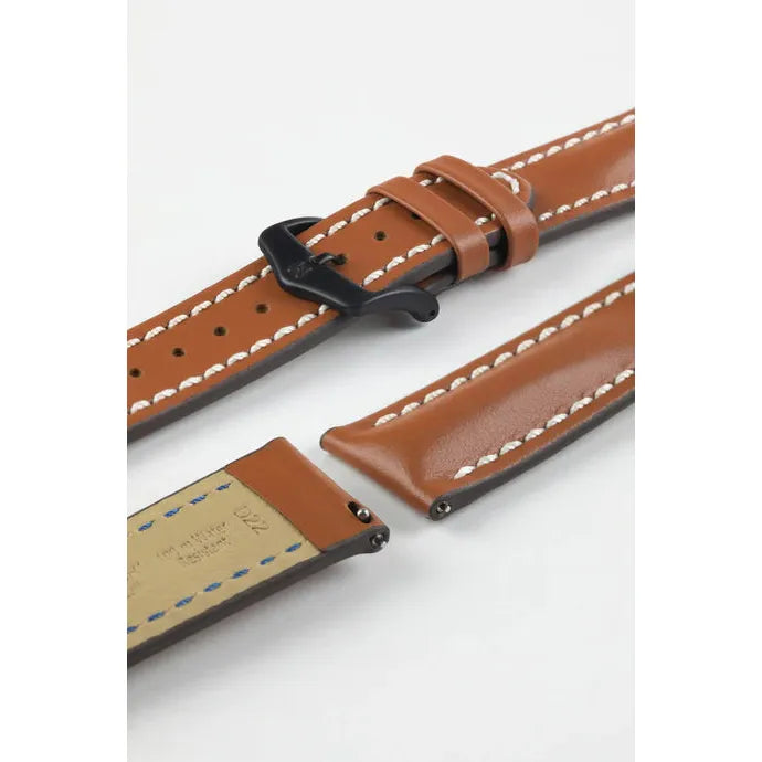 Gold Brown HIRSCH HEAVY CALF Water &amp; Scratch Resistant Calfskin Watch Band 014 75